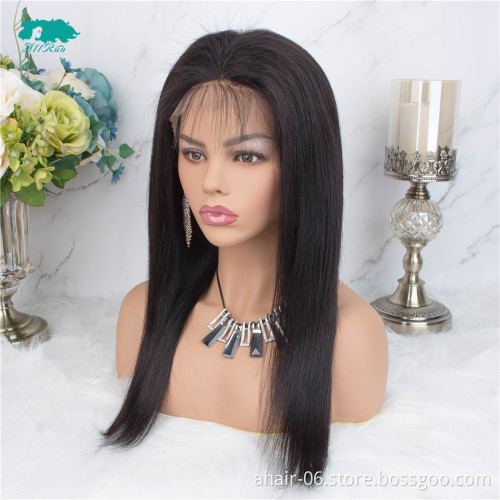 AllRun Factory Wholesale Price Hot Selling 100% Vigrin Raw Brazilian Human Hair Straight Body Wave Wig 360 Lace Front Wig